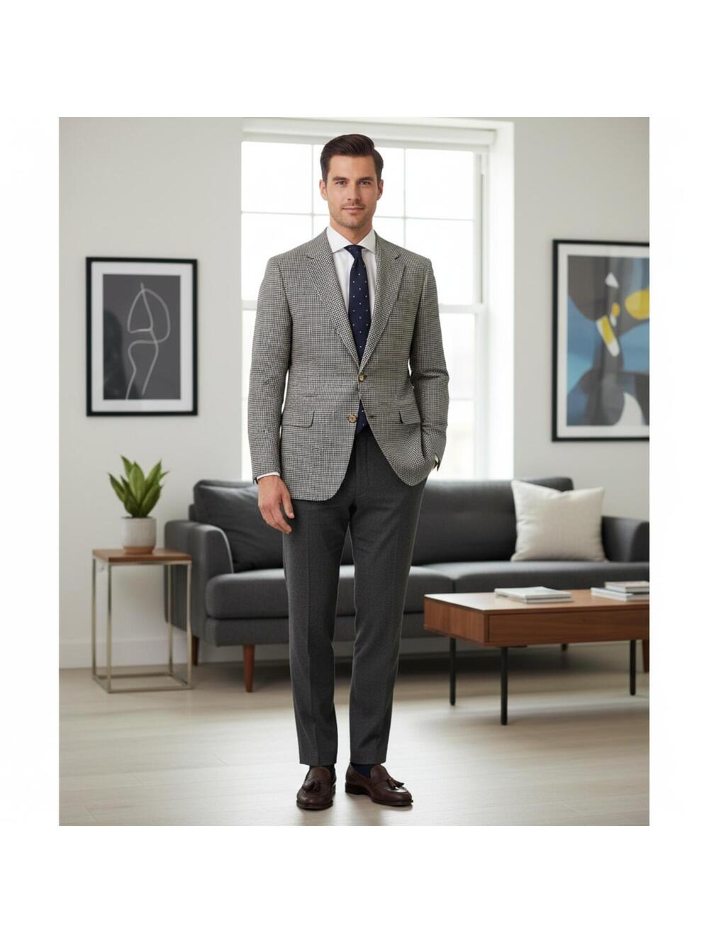 Brooks Brothers Men Blazer 42R Brown Plaid Two Button wool